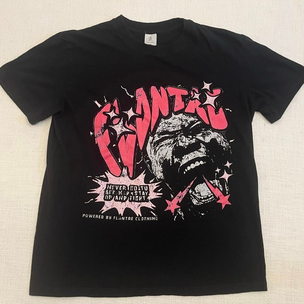 Flontae Clothing Never Quit Graphic T-Shirt Black Pink Streetwear Size